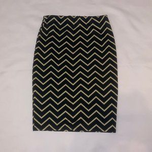 Black & Tan Chevron Pencil Skirt, L